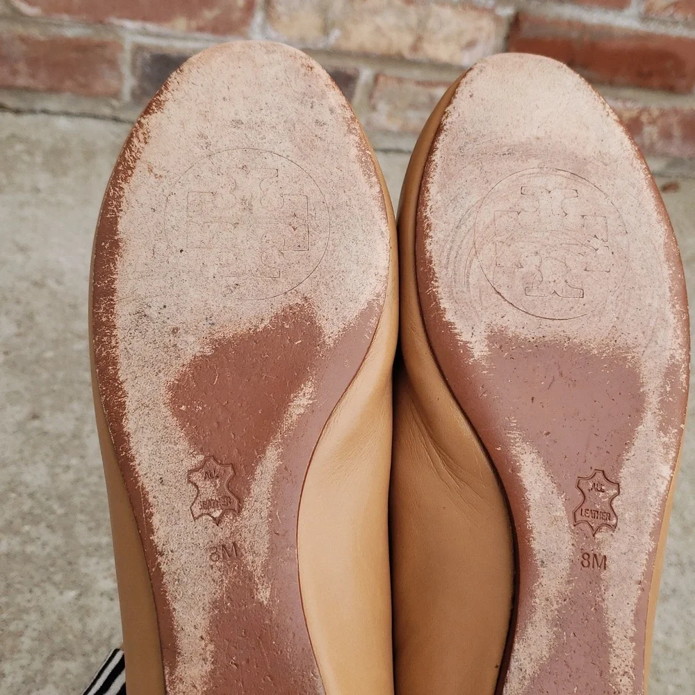 Tory Burch Dakota Maison Bow Leather Loafers Flats Size 8 Designer Neutral